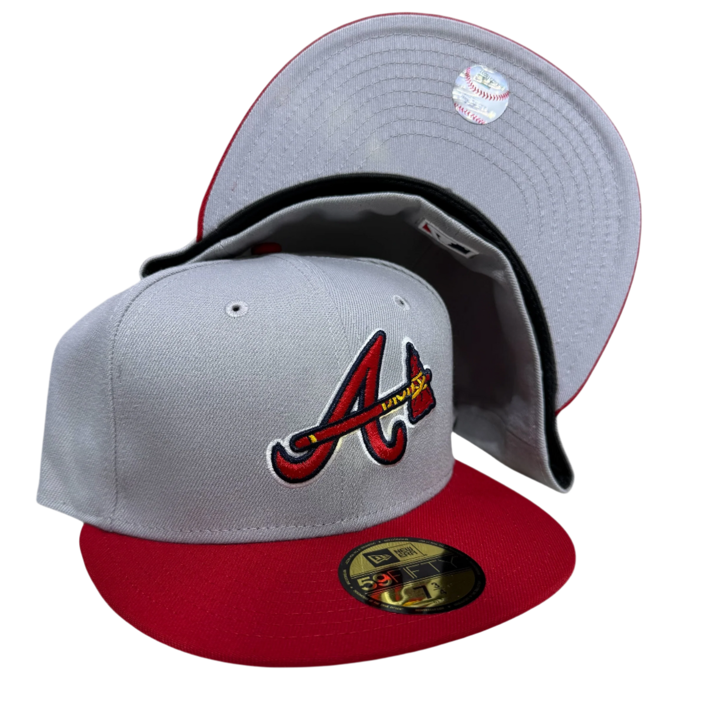 Atlanta Braves Grey/Scarlet New Era Fitted Cap