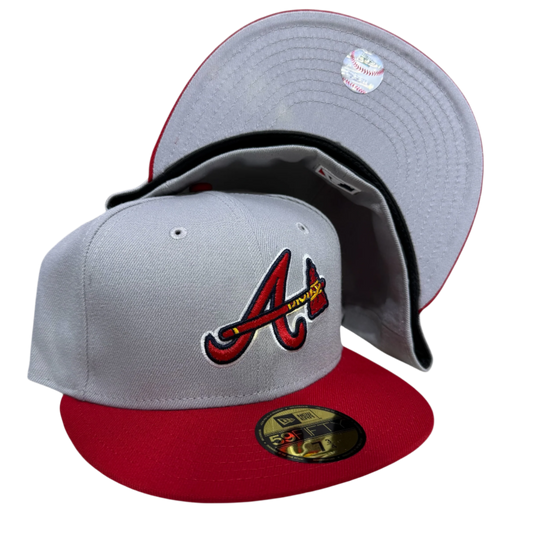 Atlanta Braves Grey/Scarlet New Era Fitted Cap