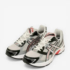 ASICS sneakers white mesh with black and red details, athletic footwear for men
