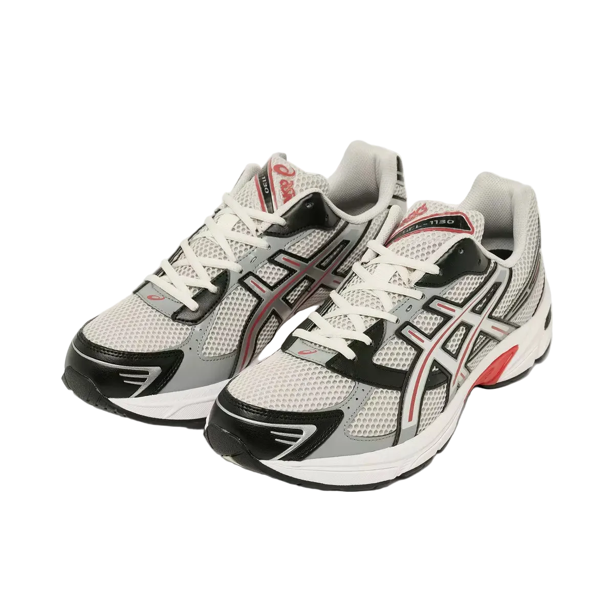 ASICS sneakers white mesh with black and red details, athletic footwear for men