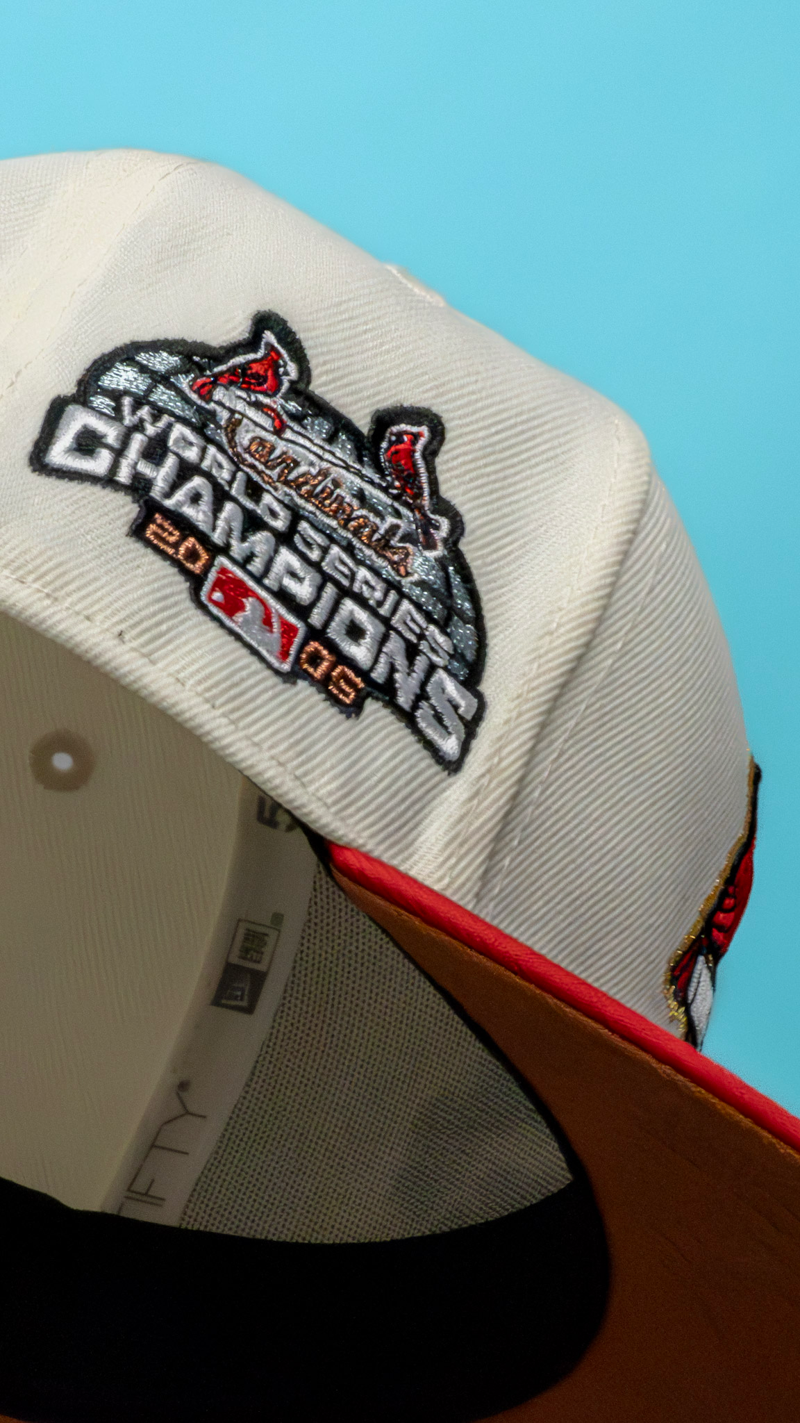 St. Louis CARDINALS METALLIC 2006 World Series Champions New Era 59FIFTY Fitted Hat – White / Orange UV