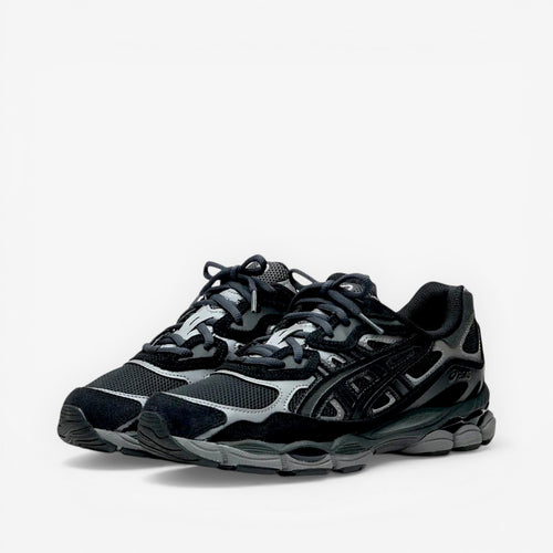 ASICS black and grey sneakers, mesh and suede, stylish footwear for men