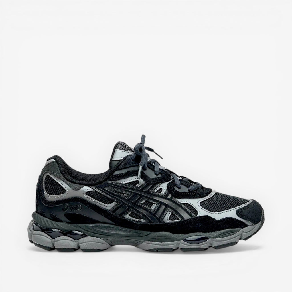 ASICS black and grey sneaker with mesh panels, premium footwear, sneaker style