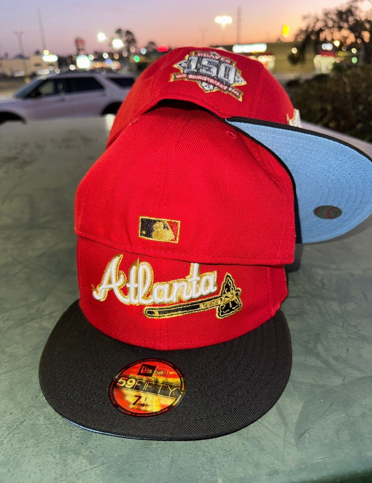 Atlanta Braves “Matty Metallic Ice” New Era 59FIFTY Fitted Hat – Red / Light Blue UV