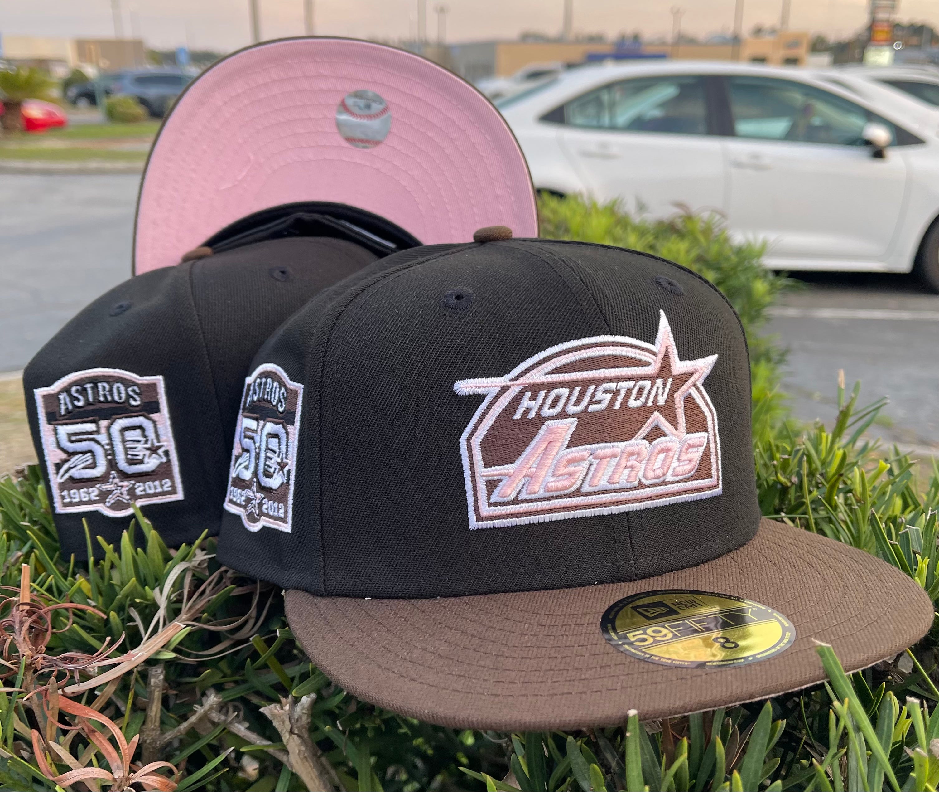 Houston Astros 50 Years “Mocha” New Era 59FIFTY Fitted Hat – Black / Pink UV