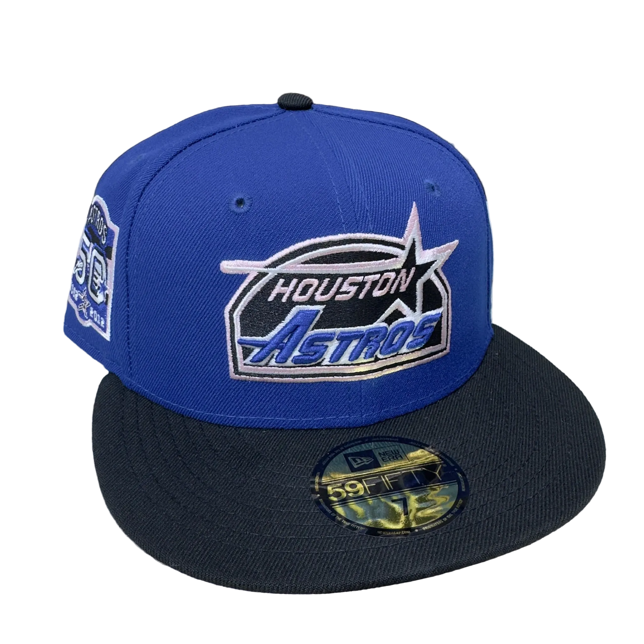 Houston Astros blue fitted cap, New Era 59FIFTY, side patch, hats, fitted caps