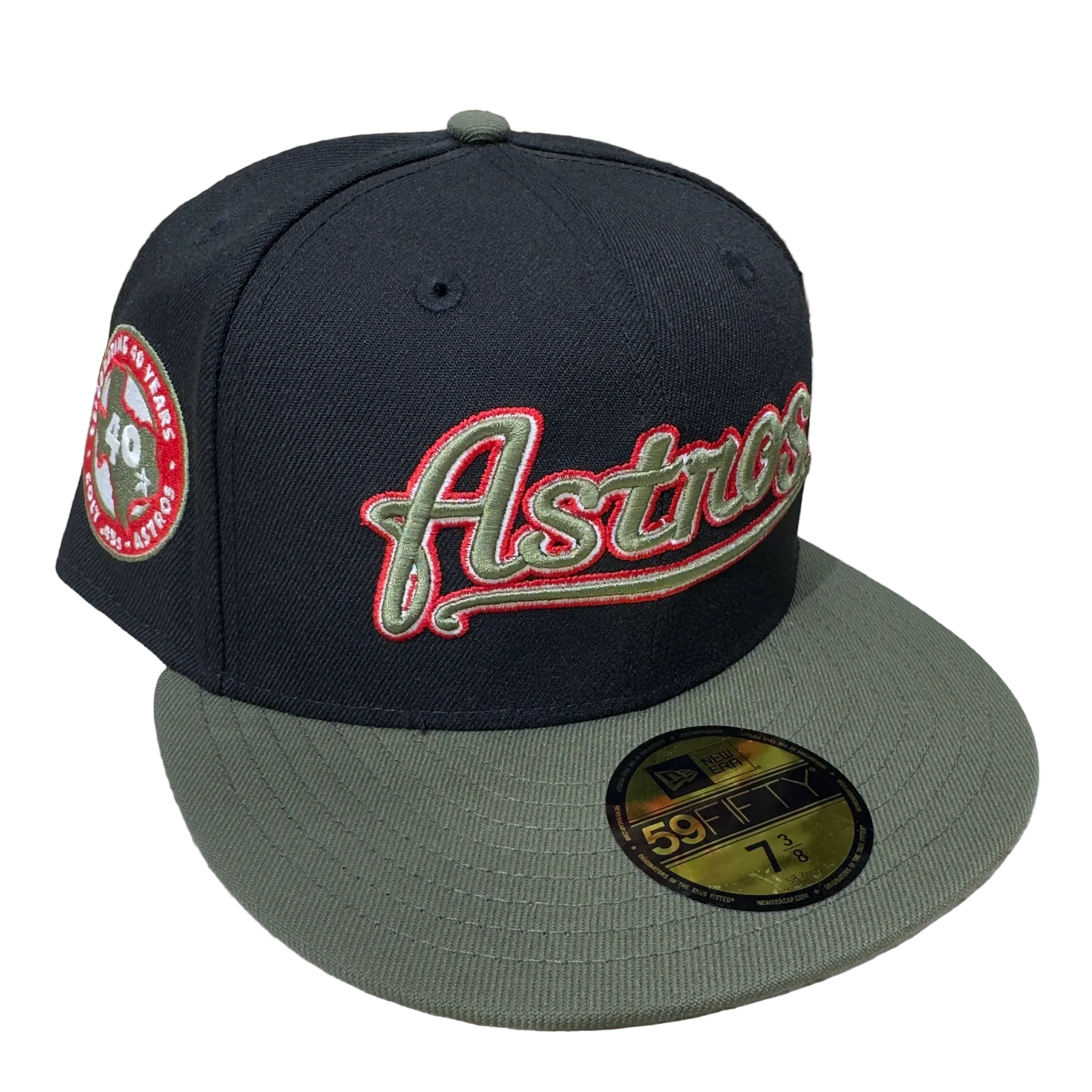 Astros New Era fitted cap with 40th anniversary patch, grey brim, streetwear hats
