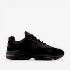 Black New Balance sneaker, mesh and suede, side profile, athletic footwear