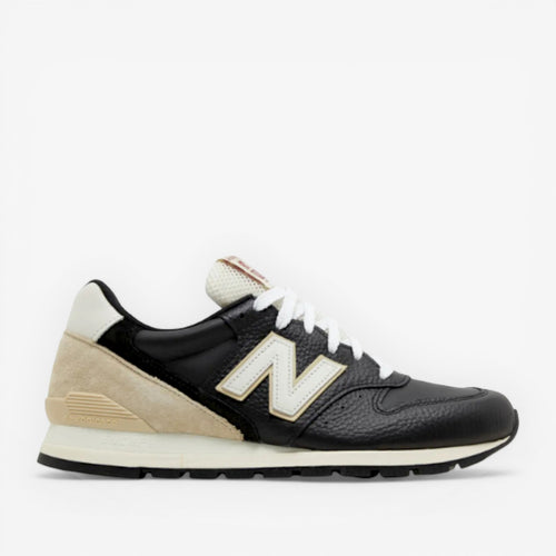 New Balance black and beige sneaker with white laces, premium footwear for sneaker enthusiasts