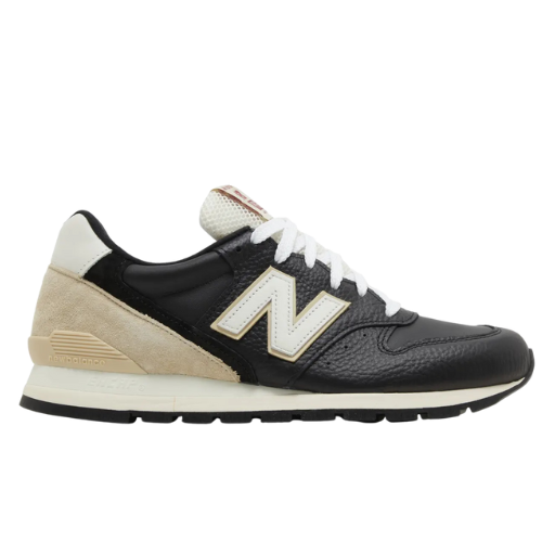 New Balance black and beige sneaker with white laces, premium footwear for sneaker enthusiasts