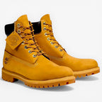 METRO Timberland Premium 6-Inch Waterproof Boot in wheat nubuck leather with lace-up closure and lug sole.