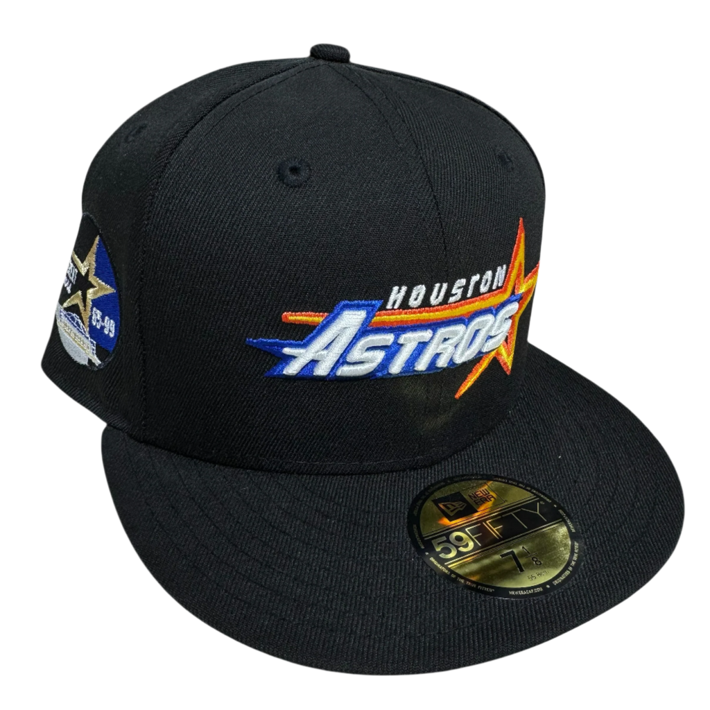 Houston Astros black fitted cap, New Era 59FIFTY, side patch, baseball hats