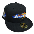 Houston Astros black fitted cap, New Era 59FIFTY, side patch, baseball hats