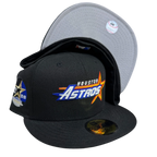 Houston Astros black New Era fitted cap with embroidered logo and commemorative patch