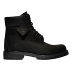 Black Timberland boot on a white background