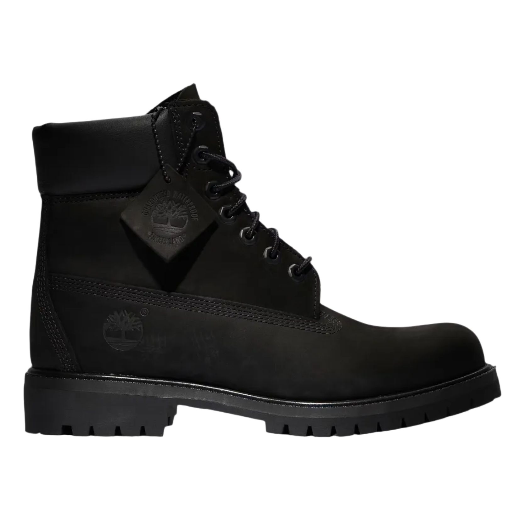 Black Timberland boot on a white background
