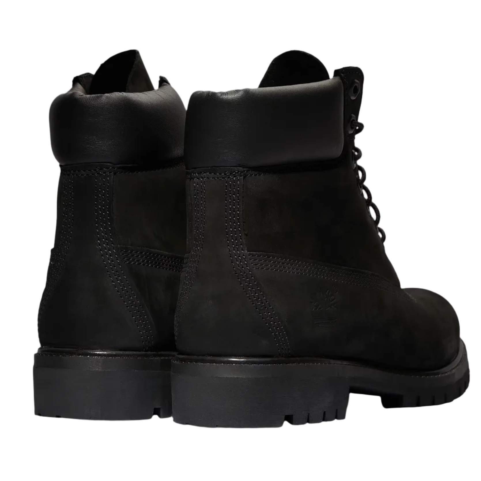 Black leather boots on a white background