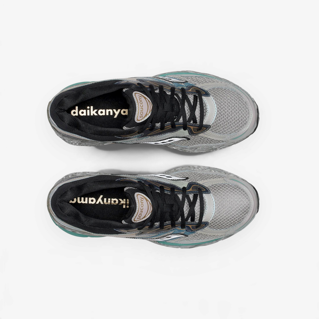 METRO Saucony Daikanyama ProGrid Omni 9 sneakers in Owl Multi colorway with mesh, suede, and leather layered upper.
