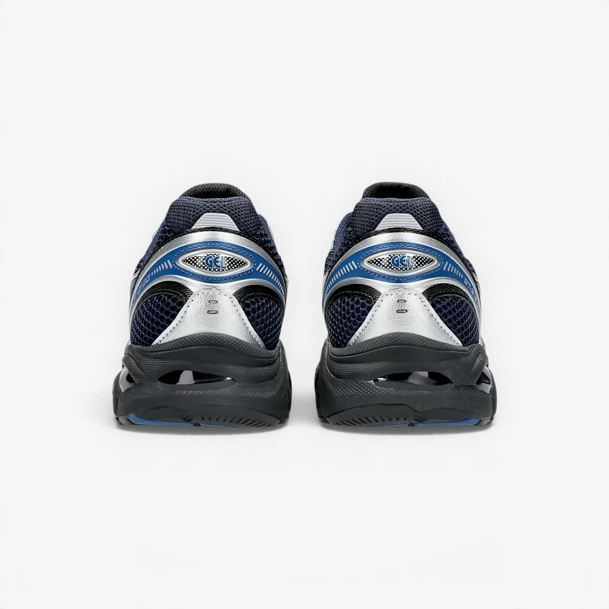 METRO ASICS GT-2160 sneakers in midnight and black, showing the rear view with GEL cushioning and segmented midsole.