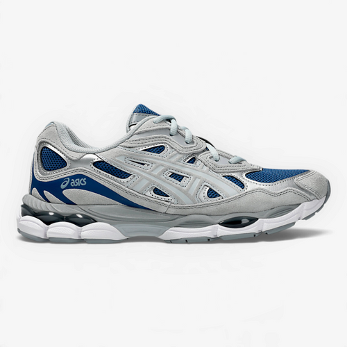 METRO ASICS GEL-NYC sneaker in twilight blue and gravel grey with layered mesh and suede design