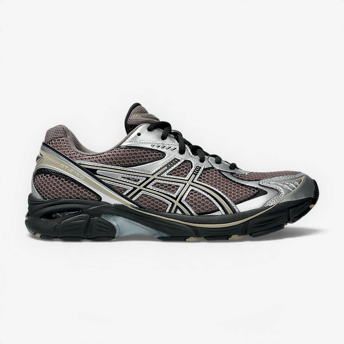 METRO ASICS GT-2160 sneaker in cocoa powder and black with mesh upper, metallic accents, and GEL cushioning.