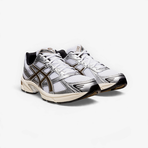 METRO ASICS GEL-1130 retro runner in white mesh with metallic silver overlays and clay canyon accents