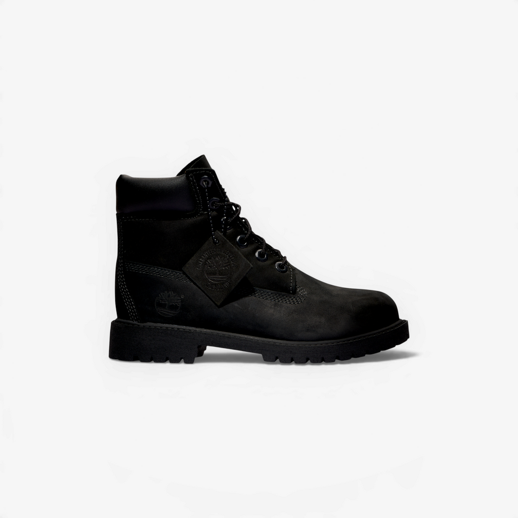 METRO Timberland kids' black waterproof 6-inch premium leather boot with padded collar and rugged rubber lug sole