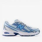 new balance blue and white sneaker with mesh upper and ABZORB sole, athletic footwear