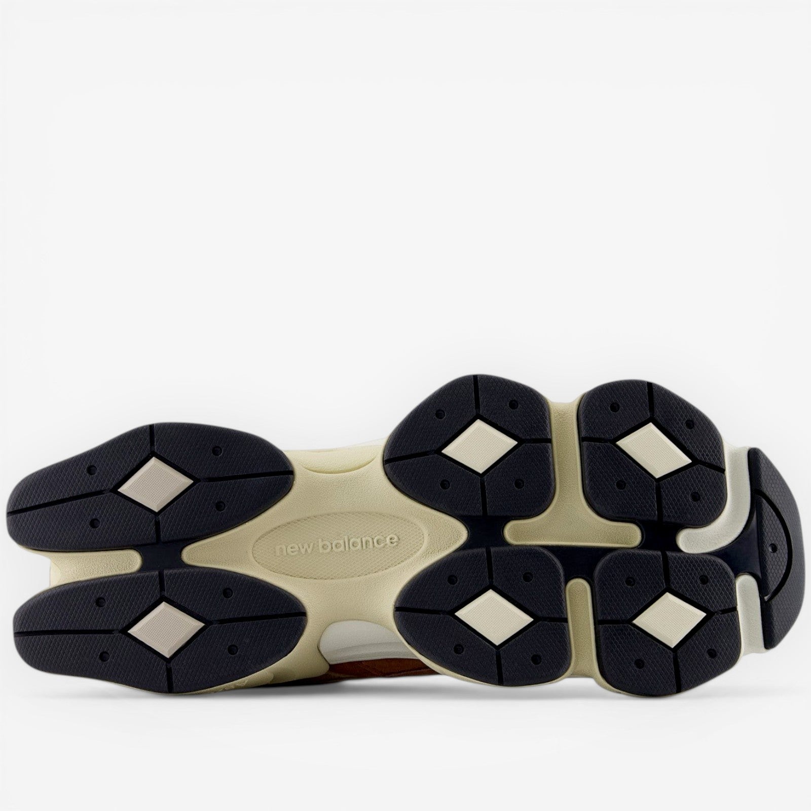 new balance sneaker outsole, black and cream rubber sole, athletic footwear