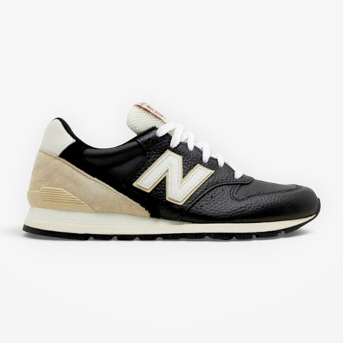 METRO Aimé Leon Dore x New Balance 996 sneaker in black leather and beige suede with white N logo and ENCAP midsole