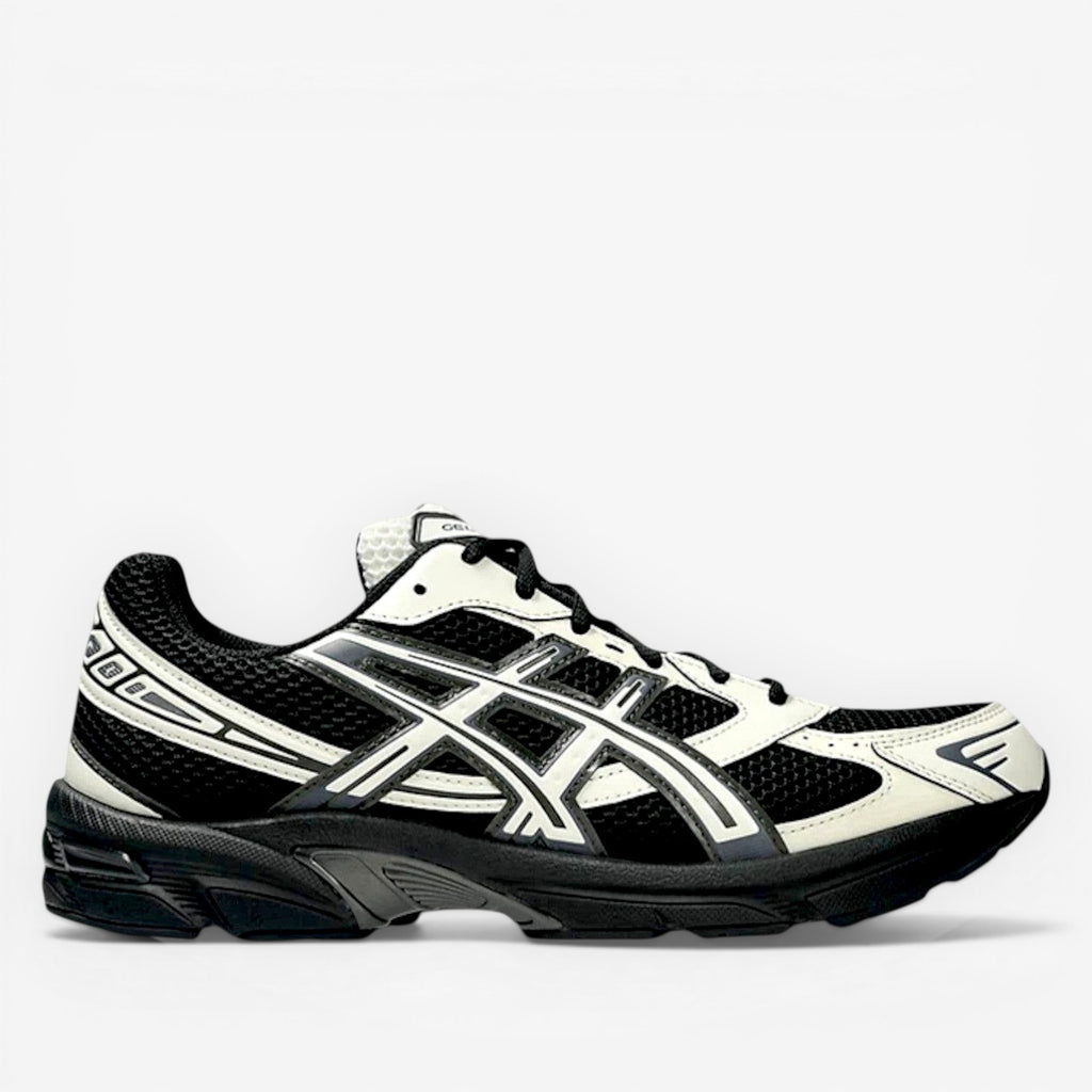 ASICS black and white mesh sneaker, athletic footwear, stylish running shoe