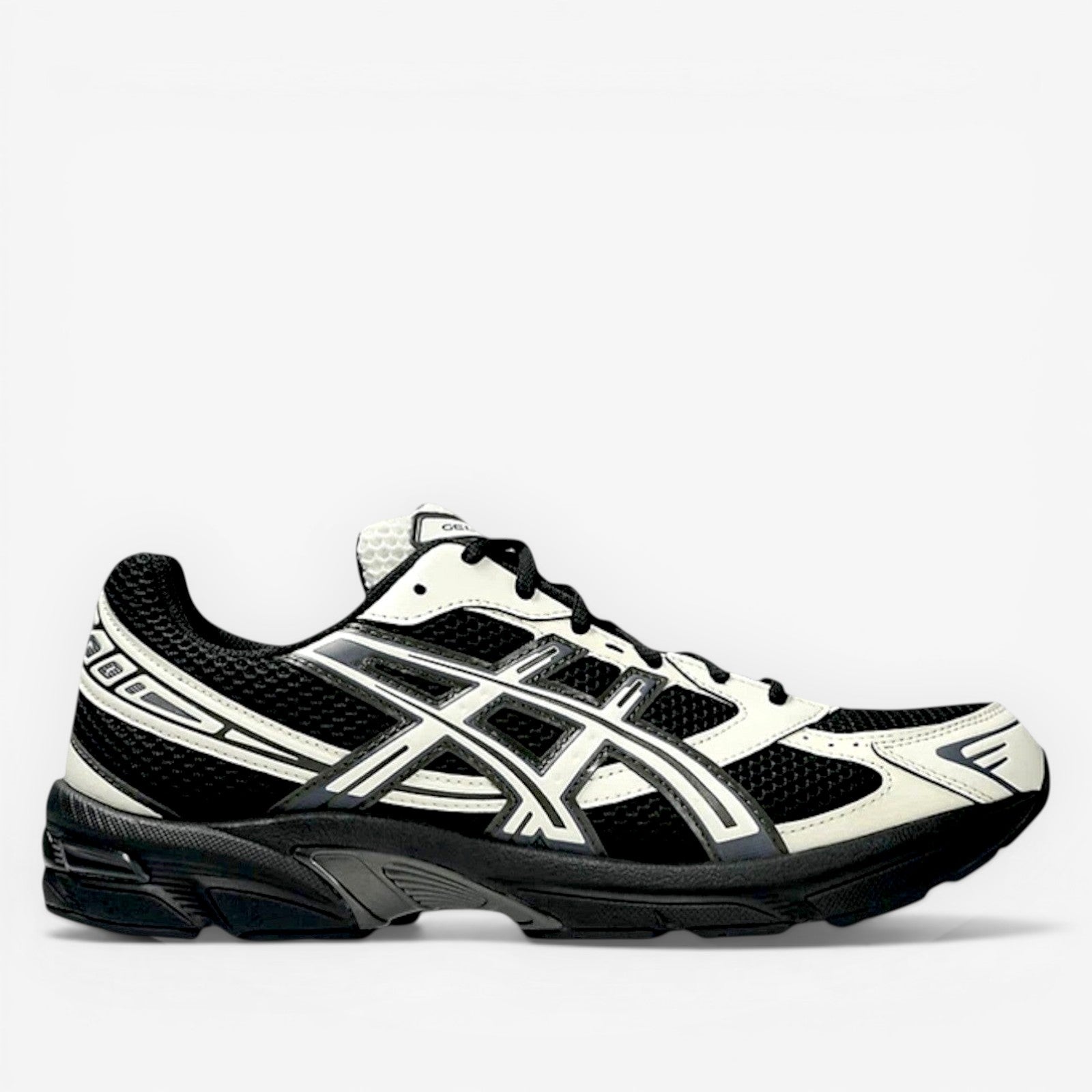 ASICS black and white mesh sneaker, athletic footwear, stylish running shoe