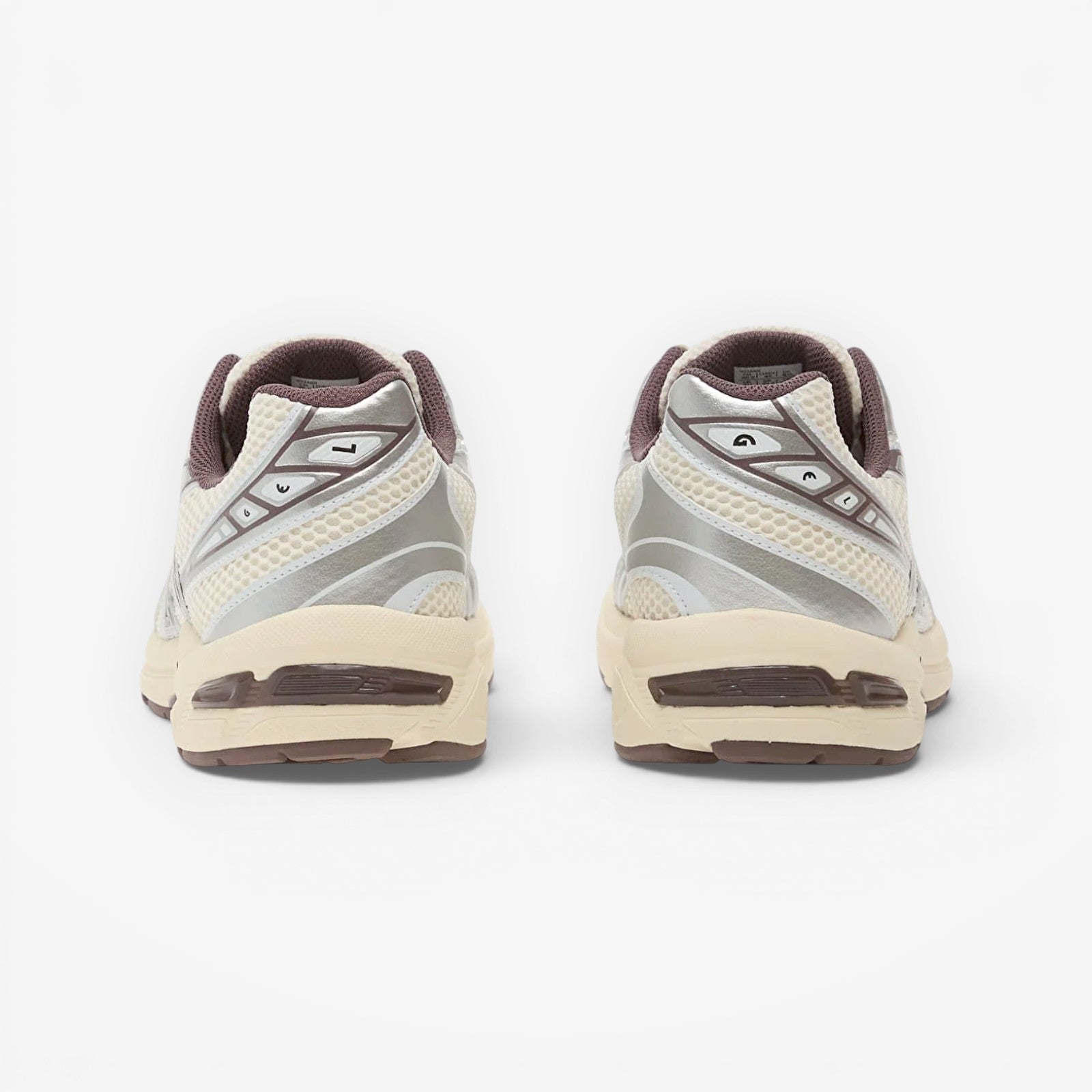 METRO ASICS GEL-1130 cream and cocoa powder mesh and leather running shoes with GEL cushioning.