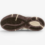 METRO ASICS GEL-1130 cream and cocoa powder running shoes with mesh and leather overlays and GEL cushioning.