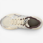METRO ASICS GEL-1130 cream and cocoa powder mesh and synthetic leather running shoes with GEL cushioning.
