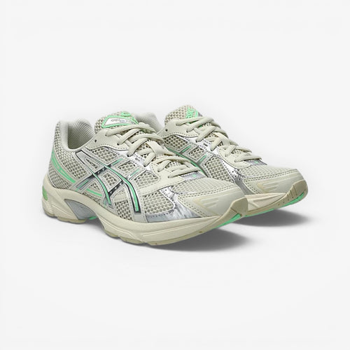 METRO ASICS GEL-1130 pale oak and menthol mesh and synthetic leather running shoes with GEL cushioning.
