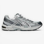 METRO ASICS GEL-1130 sneakers in Glacier Grey and Pure Silver. Mesh and synthetic leather upper with metallic accents.