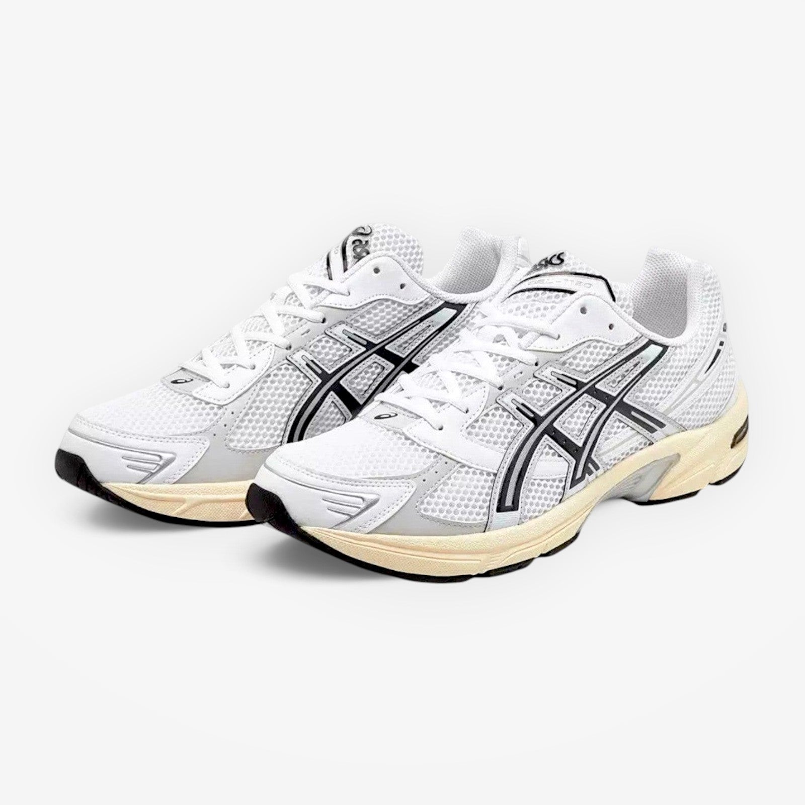 METRO ASICS GEL-1130 sneakers in white and cloud grey with mesh and synthetic leather overlays on a clean background.