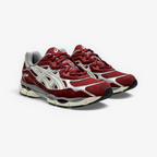 METRO ASICS GEL-NYC sneakers in beet juice red and seal grey with layered suede and mesh design