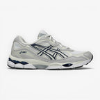 METRO ASICS GEL-NYC sneaker in white and midnight with mesh upper, suede overlays, and GEL cushioning technology.
