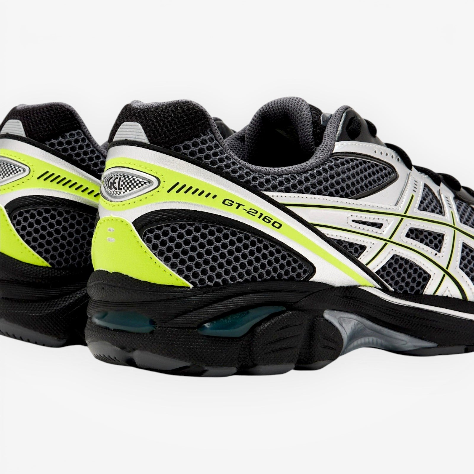 METRO ASICS GT-2160 sneakers in black mesh with lime zest accents and GEL cushioning.