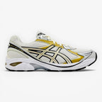 METRO ASICS GT-2160 cream and dark mustard mesh running shoes with synthetic overlays and GEL cushioning.