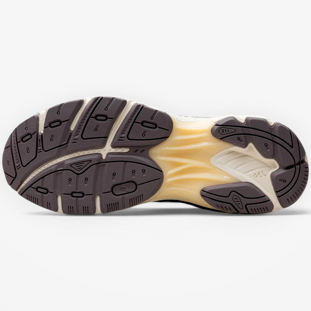 METRO ASICS GT-2160 cream and mauve grey running shoes with GEL cushioning and rubber outsole.