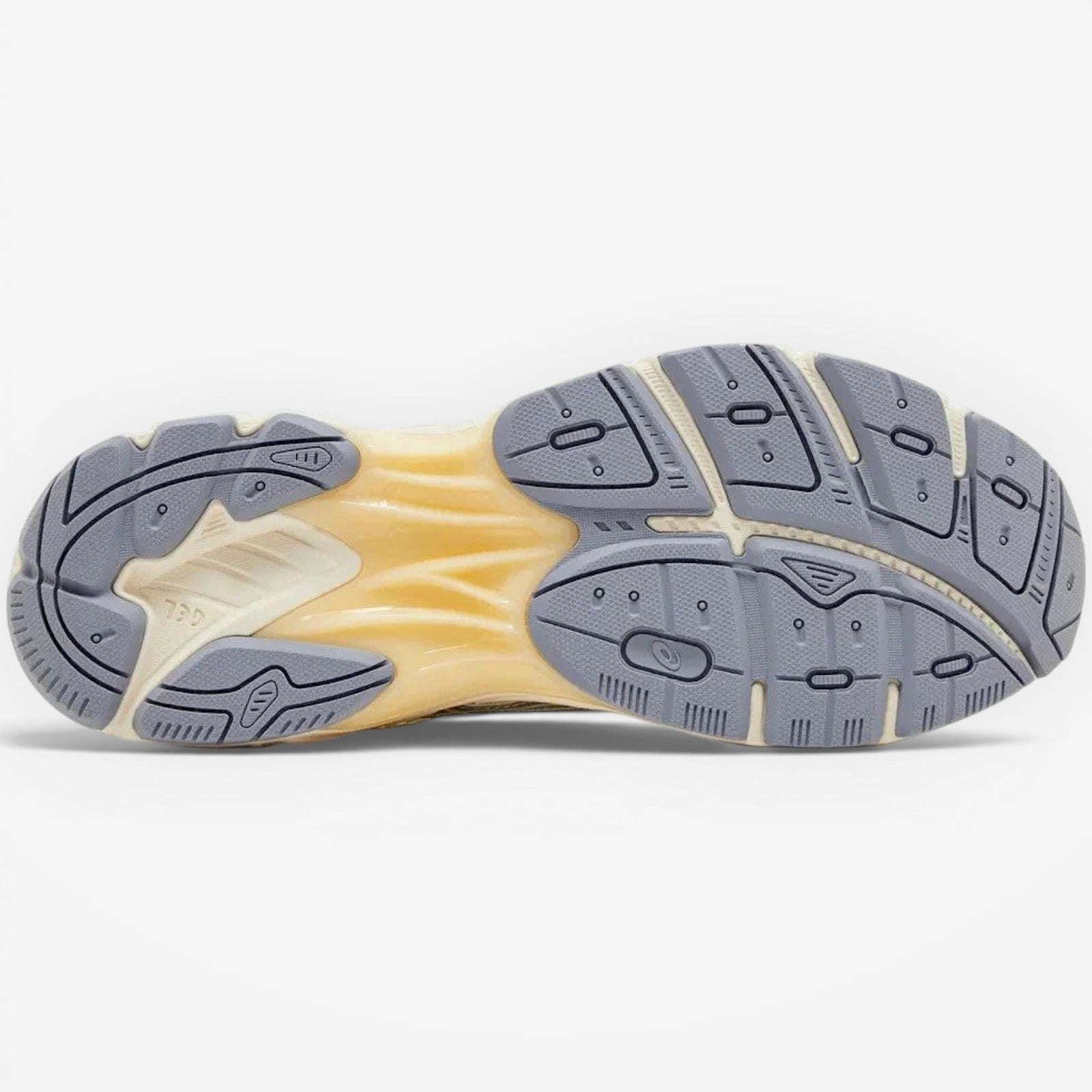 METRO ASICS GT-2160 cream and sheet rock running shoes with GEL cushioning and rubber outsole.
