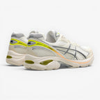 METRO ASICS GT-2160 “Paris” cream mesh running shoes with safety yellow accents and GEL cushioning.