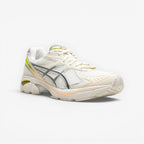 METRO ASICS GT-2160 “Paris” cream and safety yellow mesh running shoes with synthetic overlays and GEL cushioning.