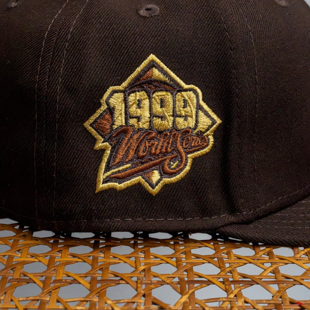 METRO Atlanta Braves 1999 World Series fitted hat in brown with embroidered patch and brown UV underbrim.
