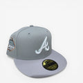 METRO Atlanta Braves 1999 World Series fitted hat in gray with white embroidered 'A' logo and commemorative side patch.