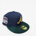 METRO Atlanta Braves 2000 All-Star Game navy fitted hat with gold 'A' logo and green brim. Features commemorative patch.
