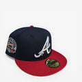 METRO Atlanta Braves Navy and Red 59FIFTY fitted hat with Inaugural Season patch and Black UV underbrim.